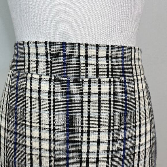 Nine West Skirt sz Medium Black Blue Wool Plaid A Line Above Knee Career Casual - Picture 2 of 7